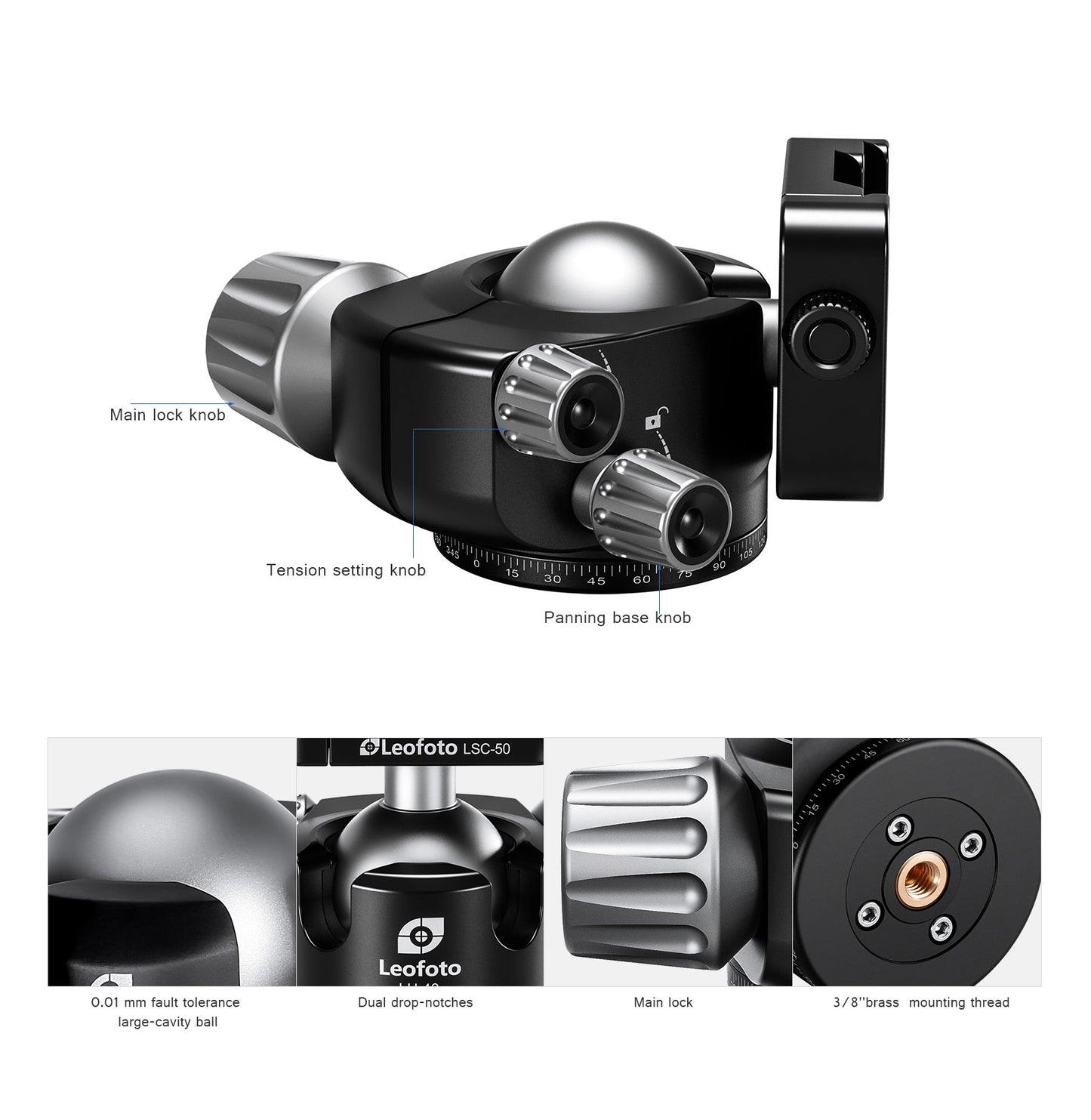 “Open Box" Leofoto LH-40SC Ball Head with LR-50 Lever Release Clamp | New, no bag