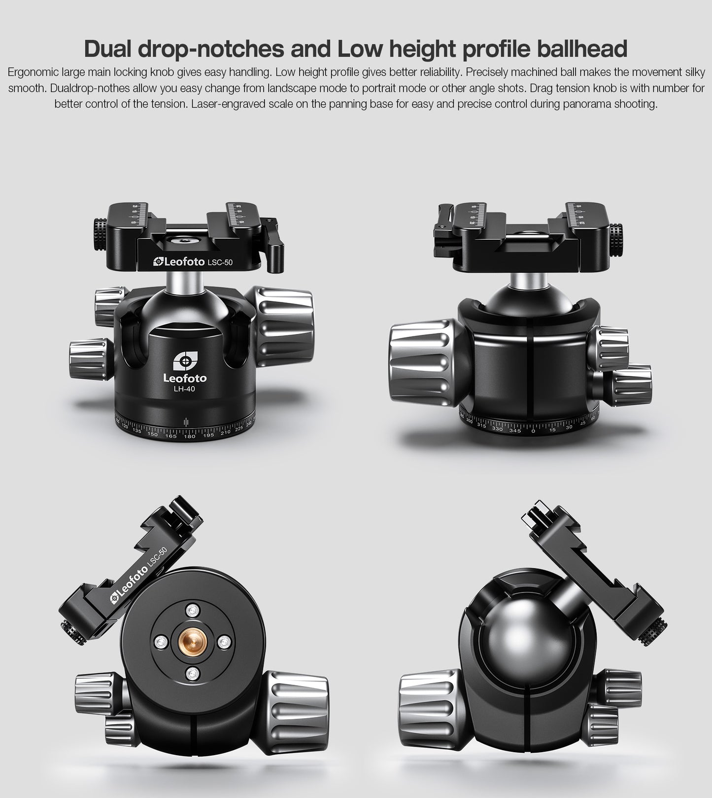 “Open Box" Leofoto LH-40SC Ball Head with LR-50 Lever Release Clamp | New, no bag