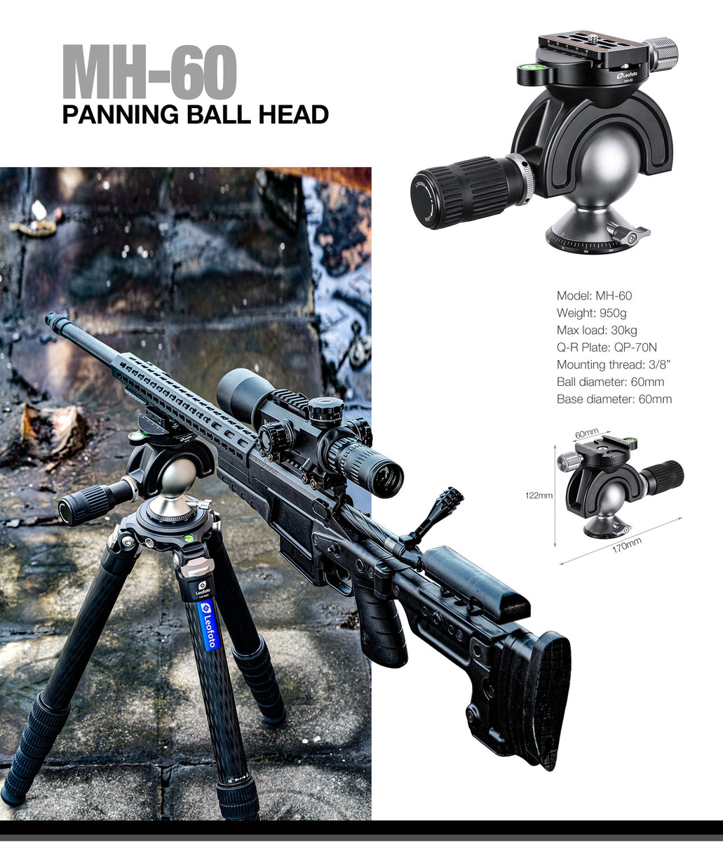 Leofoto MH-60 Panning Ball Head /w Handlebar Control Arca