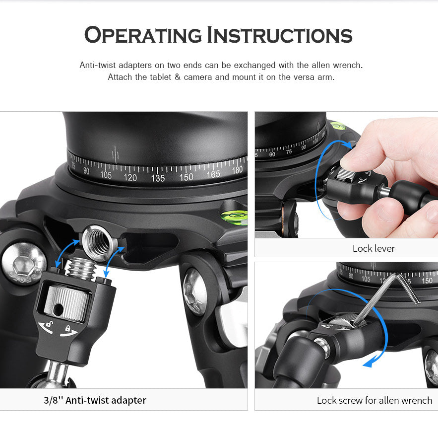 
                  
                    Leofoto AM-5 / AM-6 Kit Versa Magic Arm "Heavy-Duty" | Anti-Twist Adapter | 1/4th Mounting Screws
                  
                