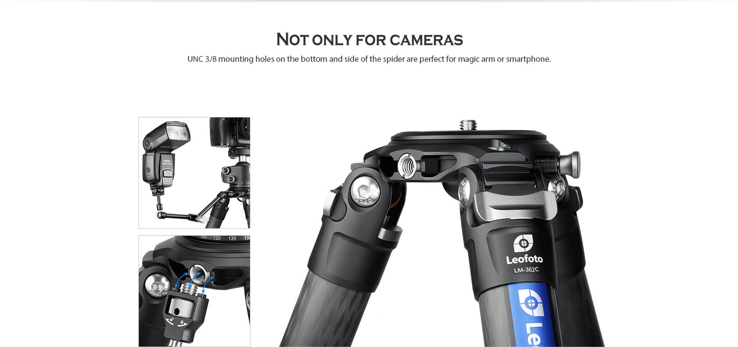 
                  
                    Leofoto LM-362C Short Carbon Fiber Tripod with 75mm Video Bowl+Platform and Bag | Max Load 99lb
                  
                