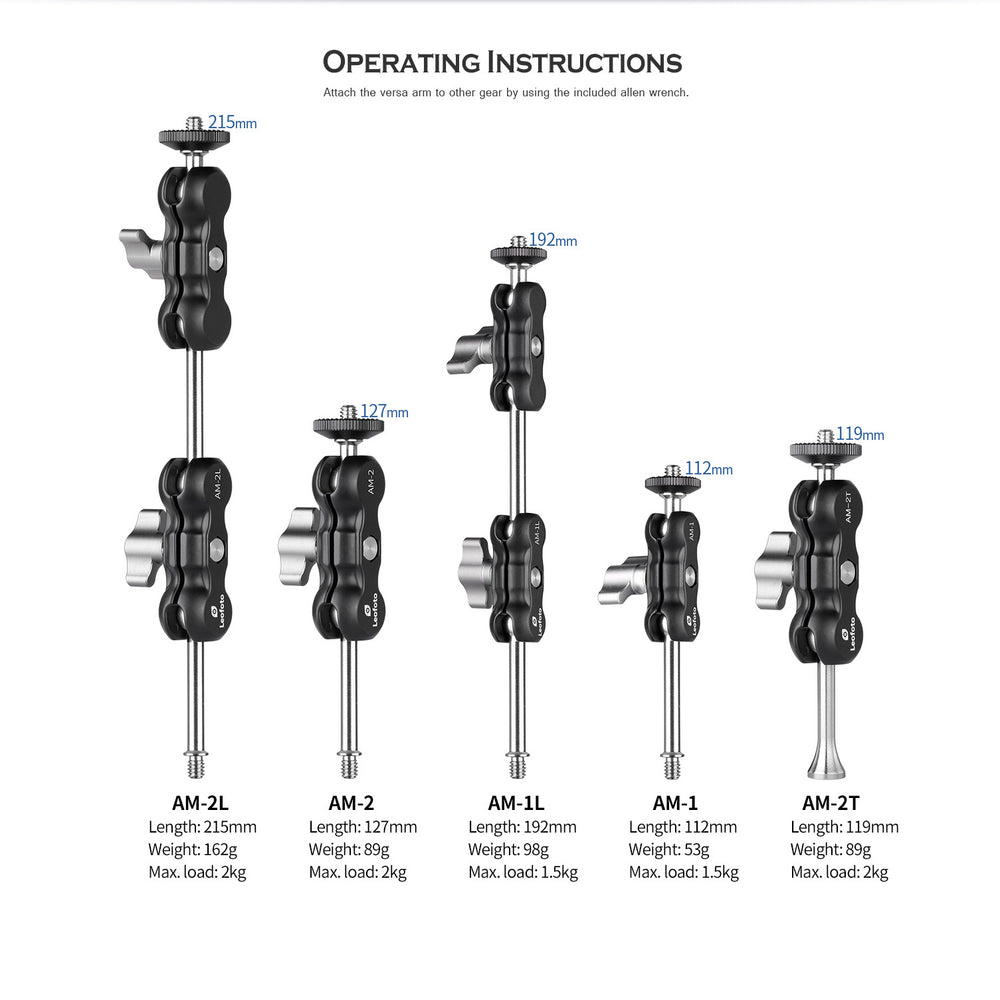 
                  
                    Leofoto AM-1 / AM-2 / AM-1L / AM-2L / AM-2T Magic Versa Arm
                  
                