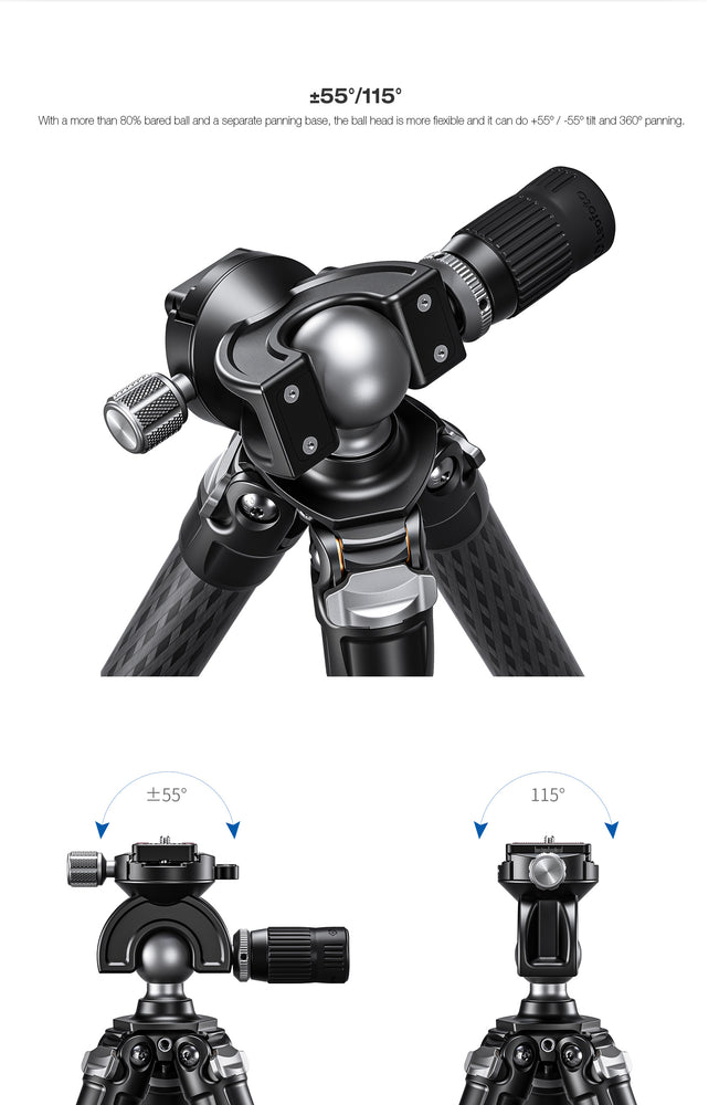 
                  
                    "Open Box" Leofoto MH-40S Full Dynamic Ball Head /w Handlebar Control for SA Series Tripods | M4 and 3/8'' Mounting Sockets | Arca Compatible
                  
                