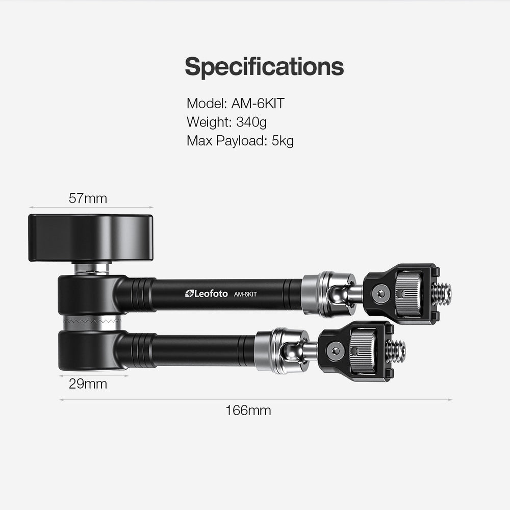 
                  
                    Leofoto AM-5 / AM-6 Kit Versa Magic Arm "Heavy-Duty" | Anti-Twist Adapter | 1/4th Mounting Screws
                  
                