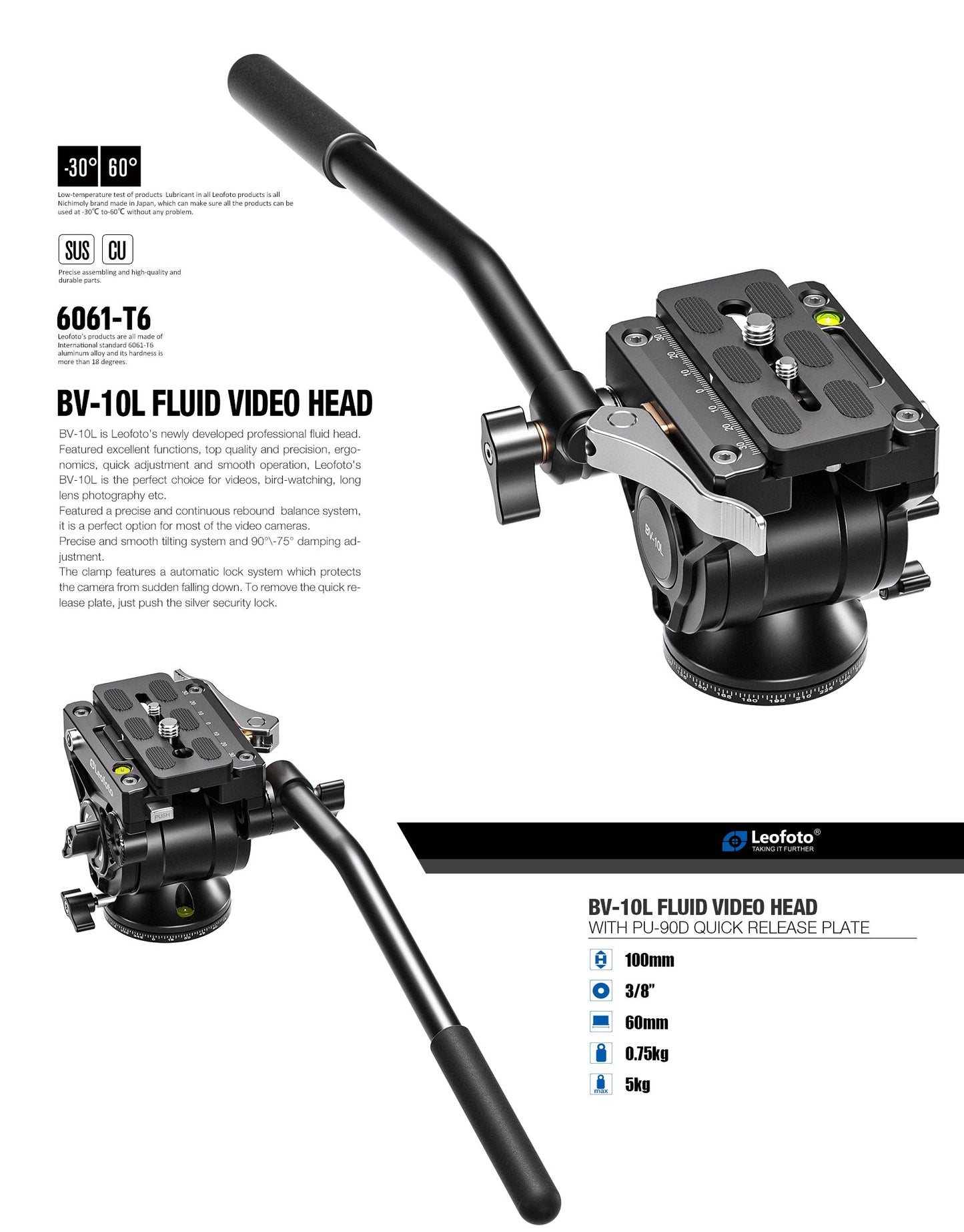 
                  
                    Leofoto BV-10 (Knob Clamp) / BV-10L (Lever-Release Clamp) Fluid Video Head - Arca Standard
                  
                