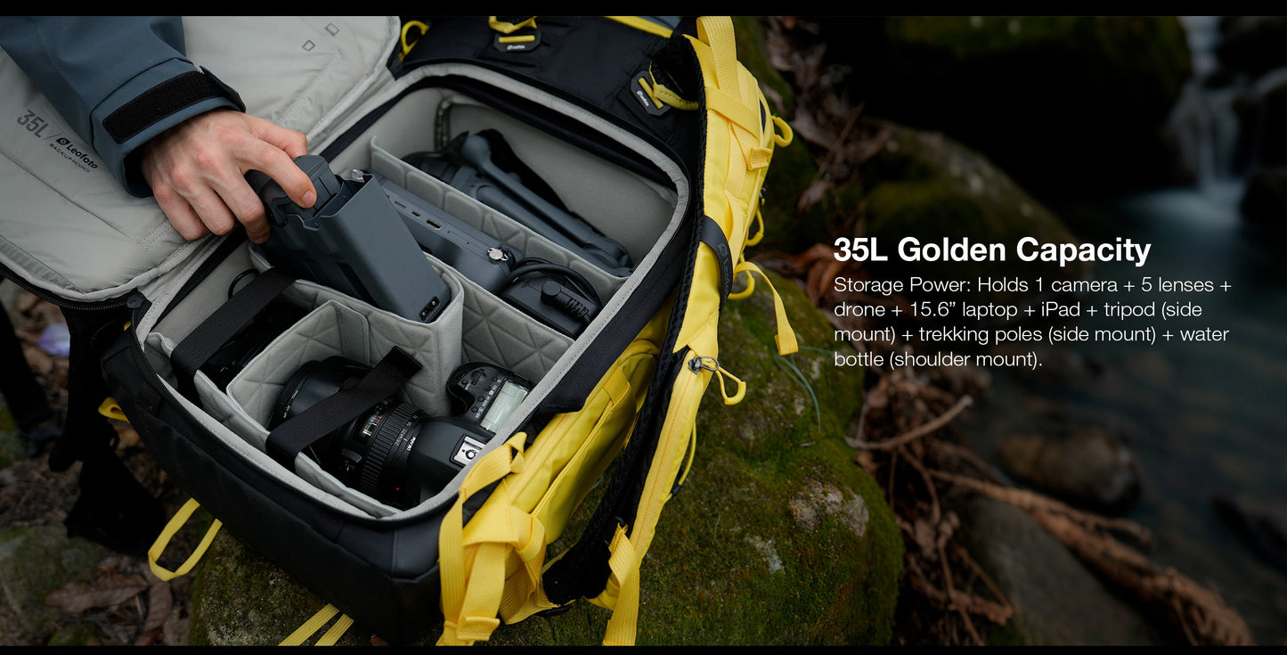 
                  
                    Leofoto 35L All-in-One Outdoor & Travel Backpack (Black / Yellow / Green)
                  
                