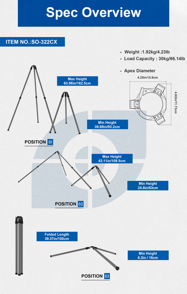 
                  
                    Leofoto SO-322CX Inverted Outdoors Series Carbon Fiber Tripod with 75mm Bowl + Platform
                  
                