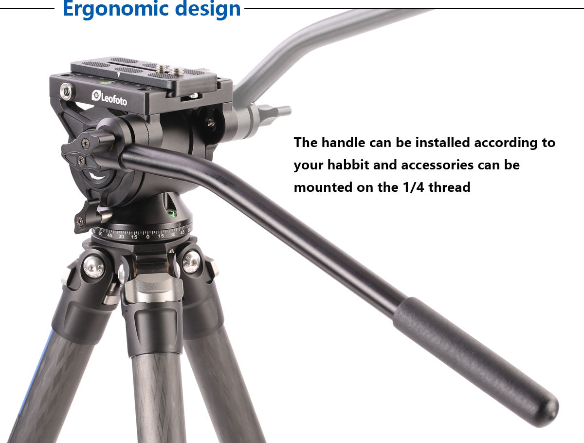 Leofoto BV-10 Fluid Head for Optics up to 11 lb | Handle
