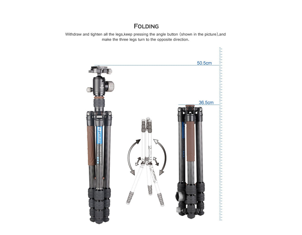Leofoto LX-224CT + XB-32Q Reversible Travel Tripod with Ball Head