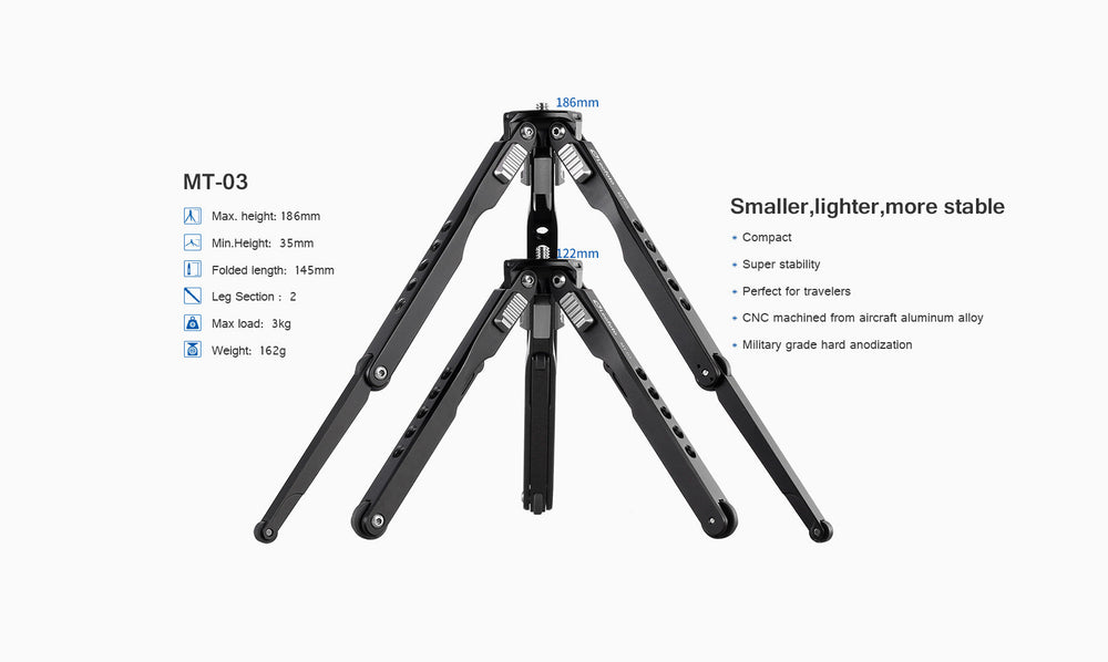 MT-03 Folding Aluminium Mini Tripod