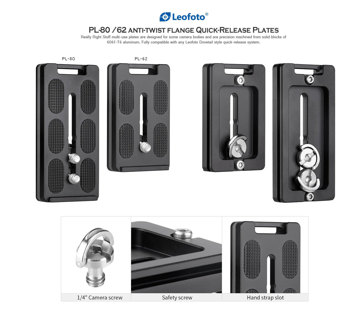 Multiple Scope Plates Leofoto PL-62 (62mm) / PL-80 (80mm) Universal Plate – ARCA Compatible ...