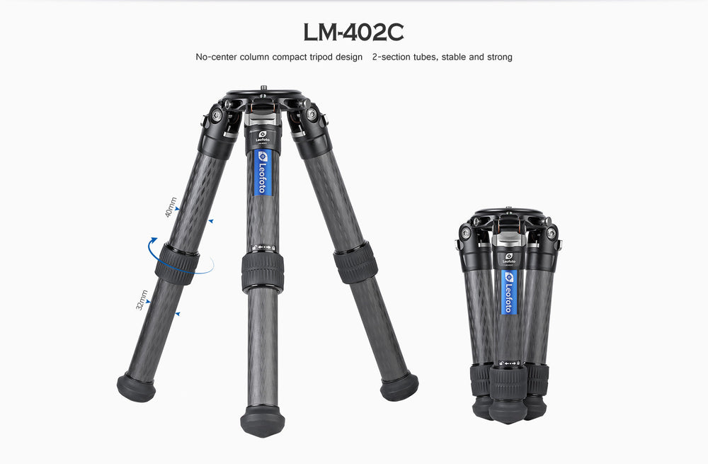 Leofoto LM-402C Short Tripod with 100mm Video Bowl+Platform and Bag | Max Load 110 lb