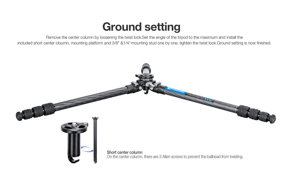 Leofoto LO-224C+BV-1 Bino Tripod Kit with Built-in Hollow Ball 