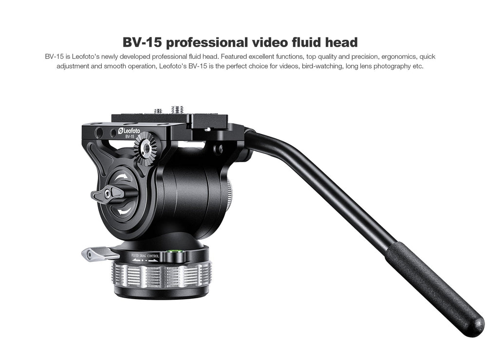 Leofoto BV-15＋HBL-65,NR-100 Leofoto BV-15 70mm Fluid Video Head with PU-100D 100x38mm QR