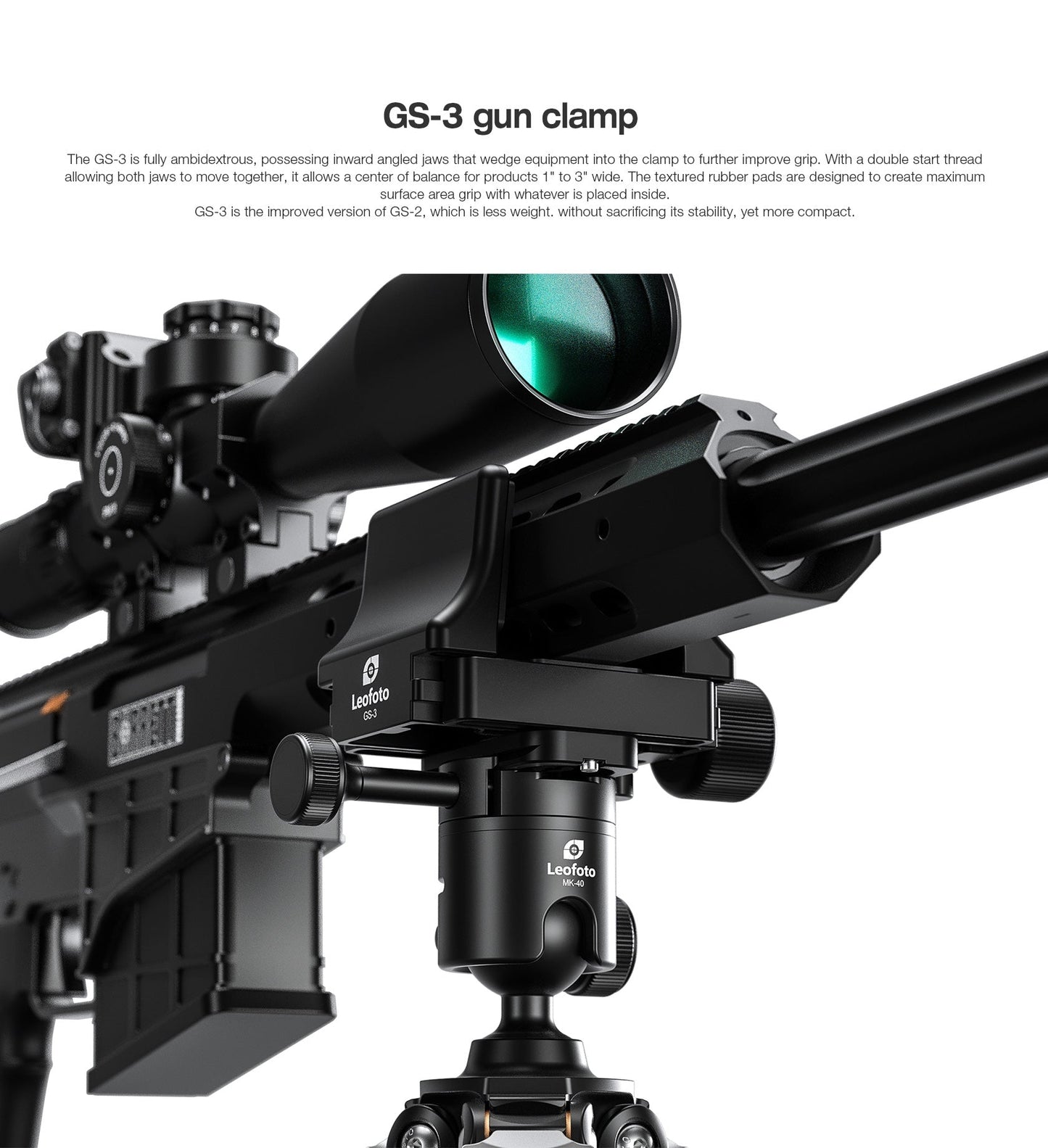 Leofoto SA Rifle Tripod + MK-40 Head + GS-3 Rifle Clamp Set (Max Load: –  Leofoto Outdoors