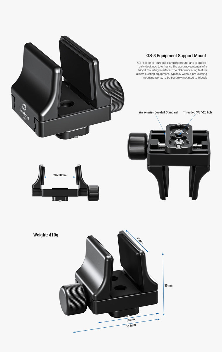 Leofoto GS-3 Lightweight Rifle Clamp Support Mount with Arca Compatibl ...